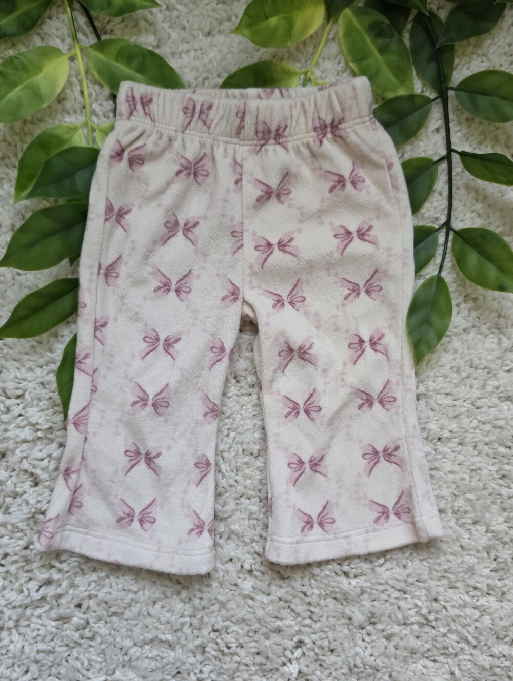 Baby Girl Pink Bow Fleece Pants (0-3 Months)